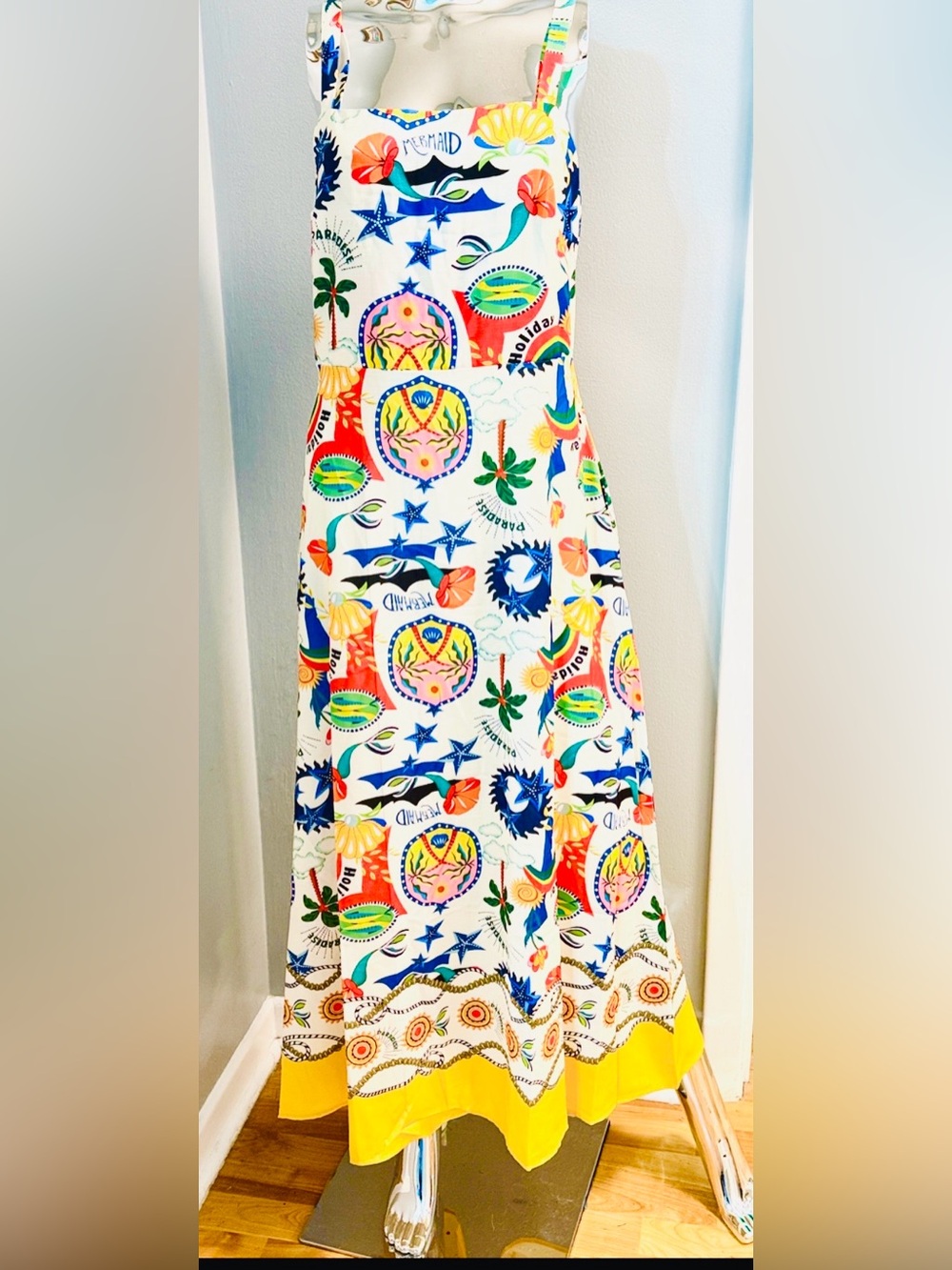 Doublju Multicolor Graphic Print Maxi Dress with Bright  festive Accents L